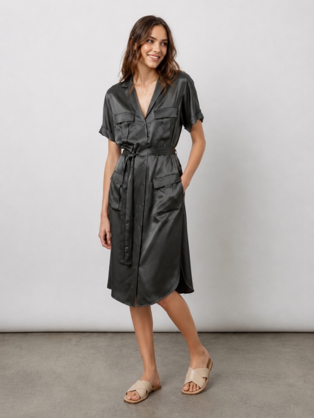 Rails Cadence Button Down MIDI Dress - L ($350 RETAIL)